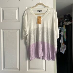 White, gray, purple sweater top